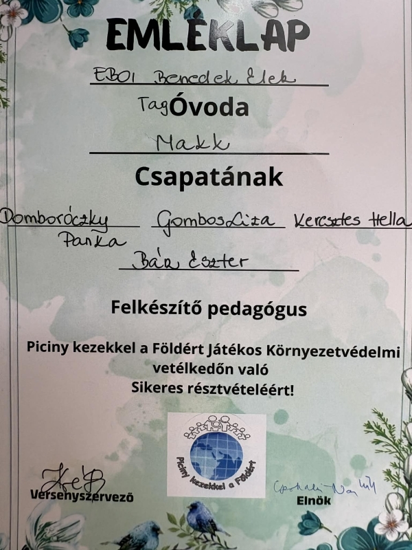 Piciny kezekkel a Földért Játékos Környezetvédelmi vetélkedő 2026